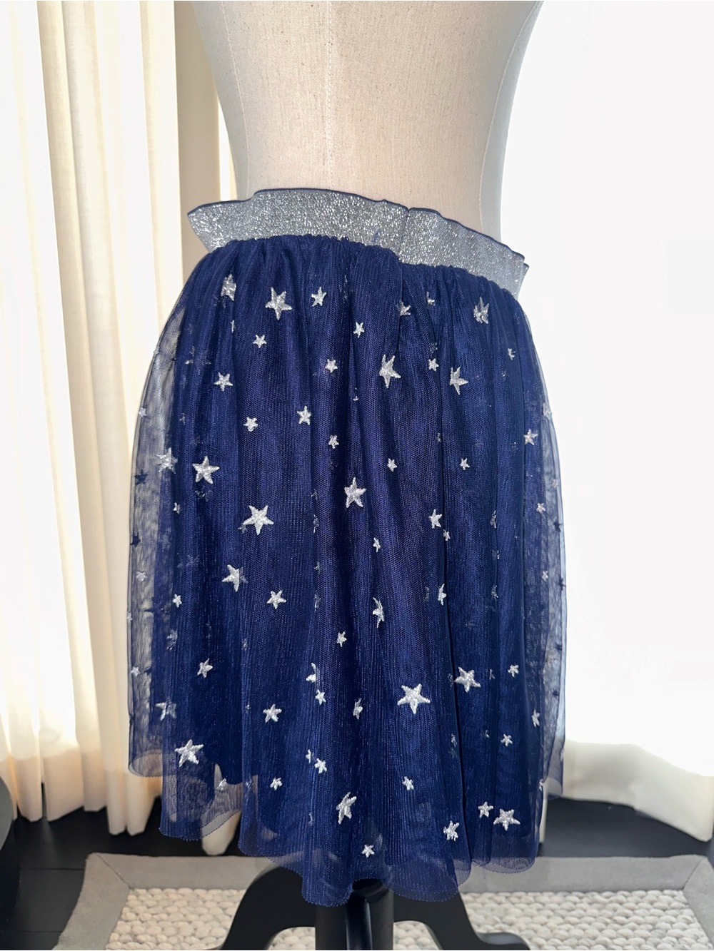 Hanna Andersson Navy Tulle Skirt with Silver Star Waistband - Picture 2 of 5